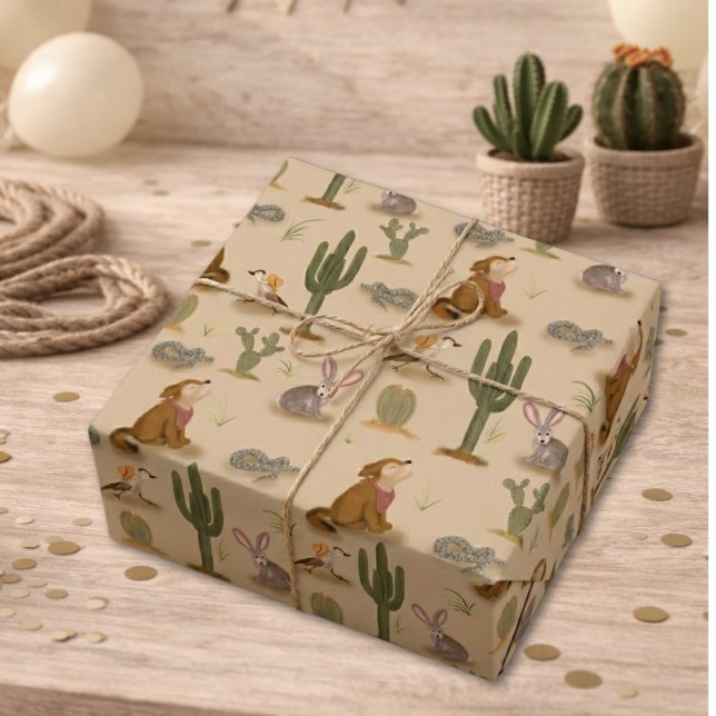Wild West Desert Cowboy Birthday Wrapping Paper (Creator Uploaded)