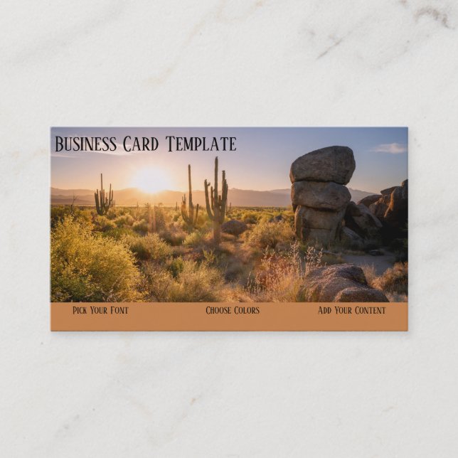Wild West Desert Sunset Western Business Card (Front)