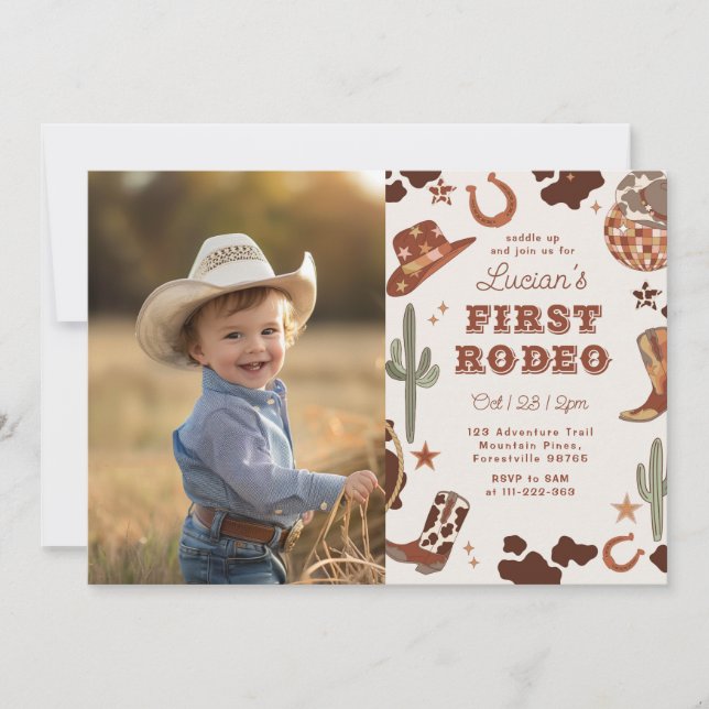 Wild west First Rodeo 1st Birthday party Invitation (Front)