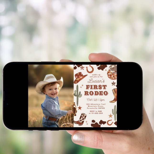 Wild west First Rodeo 1st Birthday party Invitation (Front Digital)