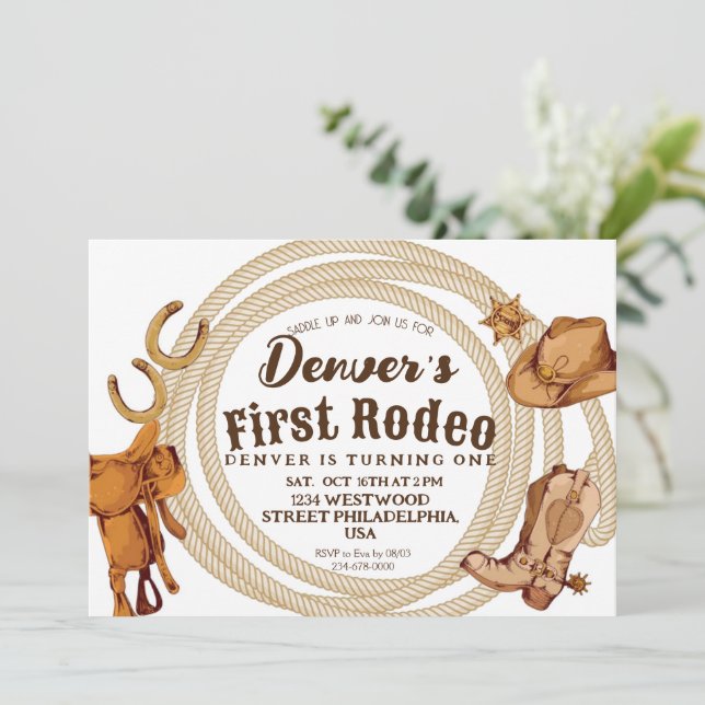 Wild West | First Rodeo Birthday Party Invite (Standing Front)