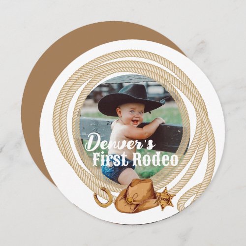 Wild West  First Rodeo Birthday Party Photo Invitation