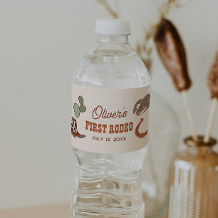 Wild West First Rodeo Birthday Water Bottle Label
