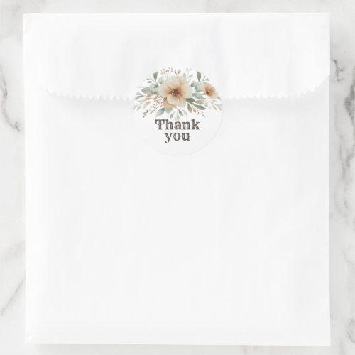 Wild west flowers thank you classic round sticker