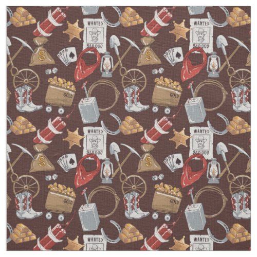 Wild West gold mining Fabric