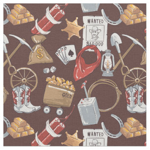 Wild West gold mining Fabric