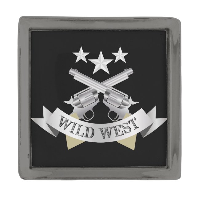 Wild West Gunmetal Finish Lapel Pin (Front)