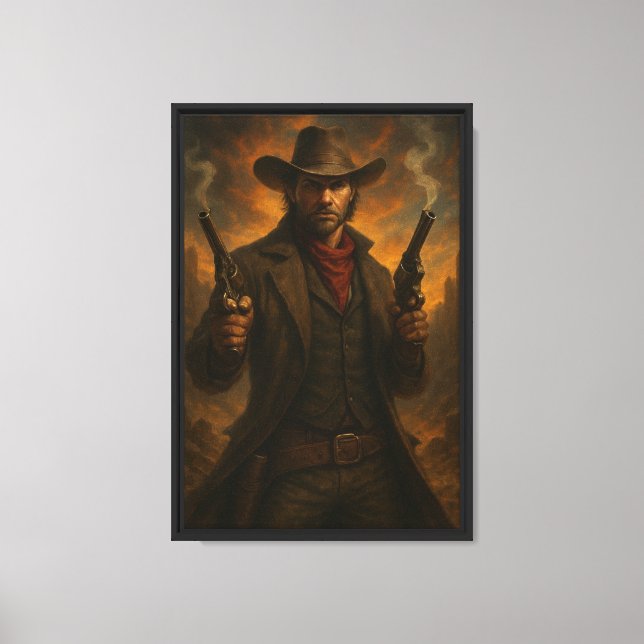 Wild West Gunslinger Cowboy Canvas Print (Front)