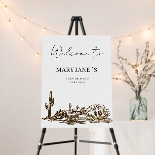 Wild West Hand Drawn Western Baby Shower Foam Board