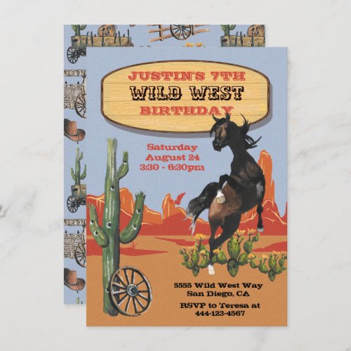 Wild West Horse Western Birthday Party Invitation