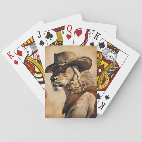 Wild West Kings Cowboy Lion Design Playing Cards