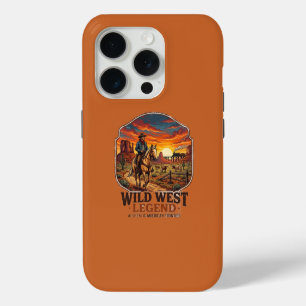 Wild West Legend Vintage Cowboy Sunset Graphic iPhone 15 Pro Case