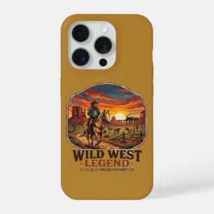 Wild West Legend Vintage Cowboy Sunset Graphic iPhone 15 Pro Case
