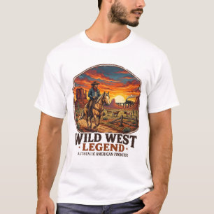 Wild West Legend Vintage Cowboy Sunset Graphic T-Shirt