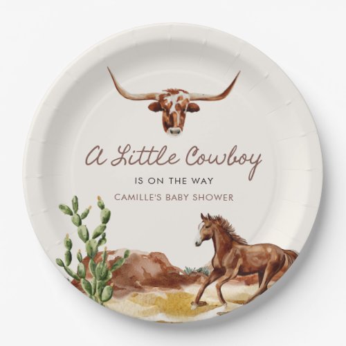Wild West Little Cowboy Baby Shower Paper Plates