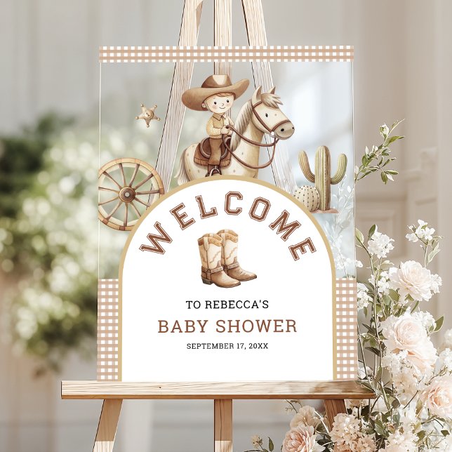 Wild West Little Cowboy Baby Shower Welcome Acrylic Sign (Creator Uploaded)
