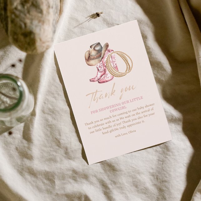 Wild West Little Cowgirl Baby Girl shower Thank You Card (Creator Uploaded)