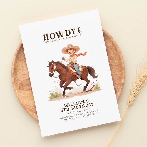 Wild West Modern Cowboy Birthday Invitation