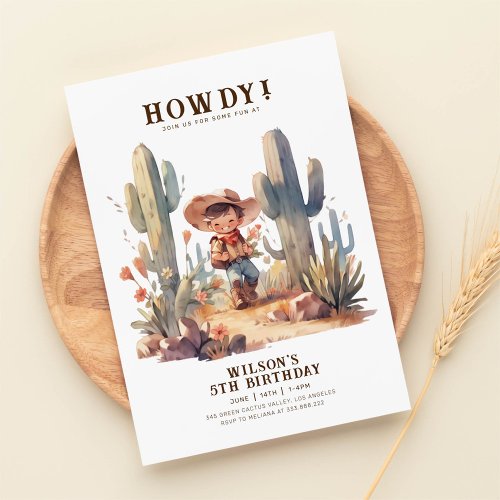 Wild West Modern Cowboy Birthday Invitation