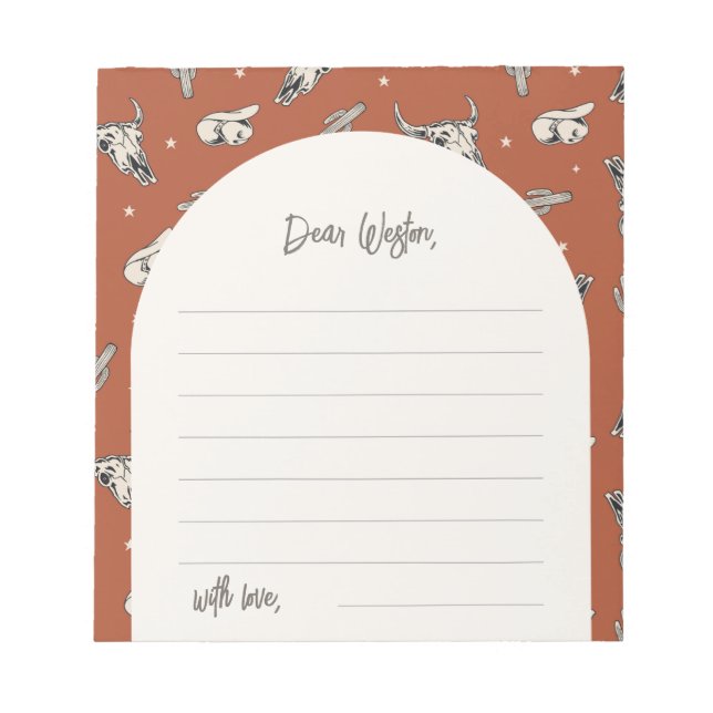 Wild West Party Time Capsule Notepad (Front)