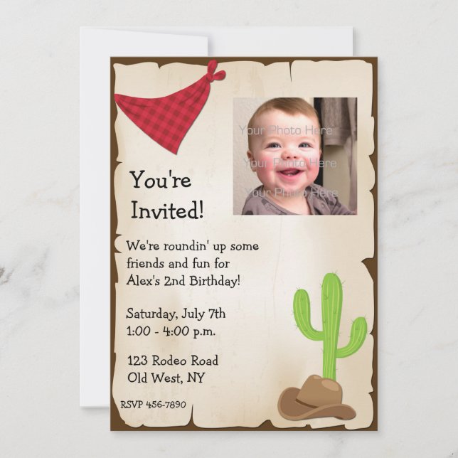 Wild West Photo Birthday Invitation (Front)