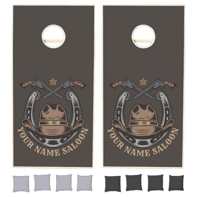 Wild West Revolver Horseshoe Western Cowboy Saloon Cornhole Set (Set)