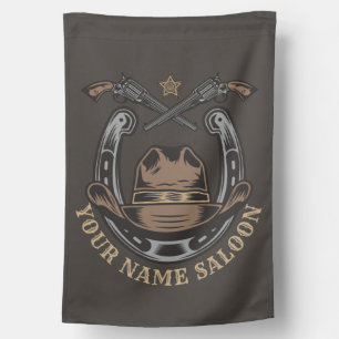 Wild West Revolver Horseshoe Western Cowboy Saloon House Flag