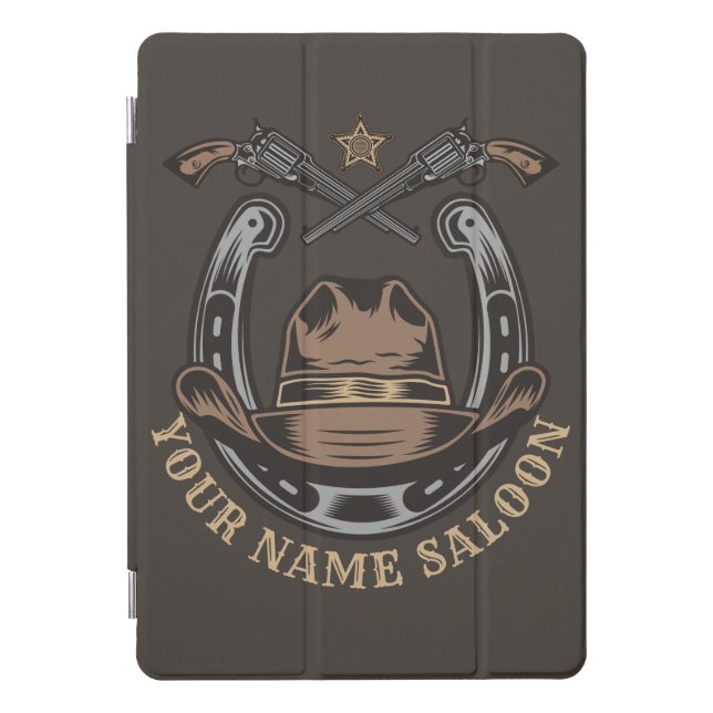 Wild West Revolver Horseshoe Western Cowboy Saloon iPad Pro Cover (Front)