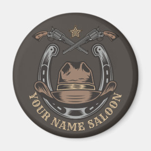Wild West Revolver Horseshoe Western Cowboy Saloon Magnet
