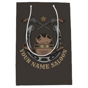 Wild West Revolver Horseshoe Western Cowboy Saloon Medium Gift Bag