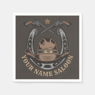 Wild West Revolver Horseshoe Western Cowboy Saloon Napkins