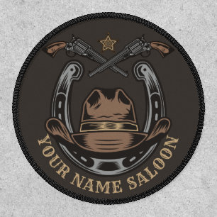Wild West Revolver Horseshoe Western Cowboy Saloon Patch