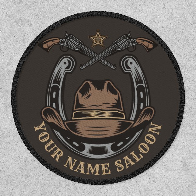 Wild West Revolver Horseshoe Western Cowboy Saloon Patch (Front)
