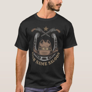 Wild West Revolver Horseshoe Western Cowboy Saloon T-Shirt