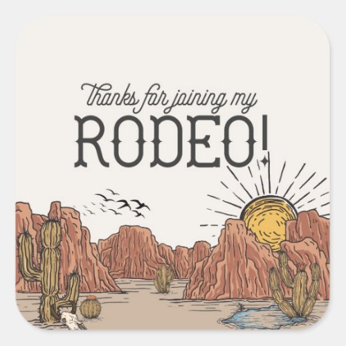 Wild West Rodeo Baby Shower Circle Favor Square Sticker