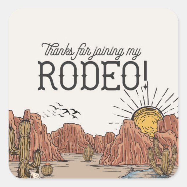 Wild West Rodeo Baby Shower Circle Favor Square Sticker (Front)