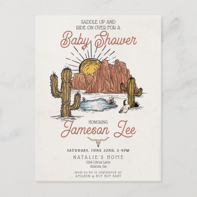 Wild West Rodeo baby shower invitation Postcard (Front)