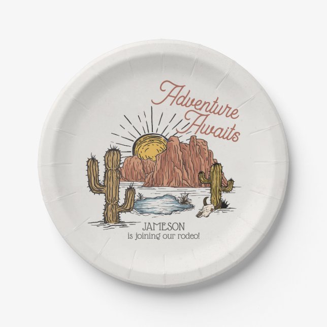 Wild West Rodeo Baby Shower Paper Plates (Front)