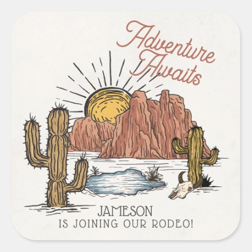 Wild West Rodeo Baby Shower Square Sticker