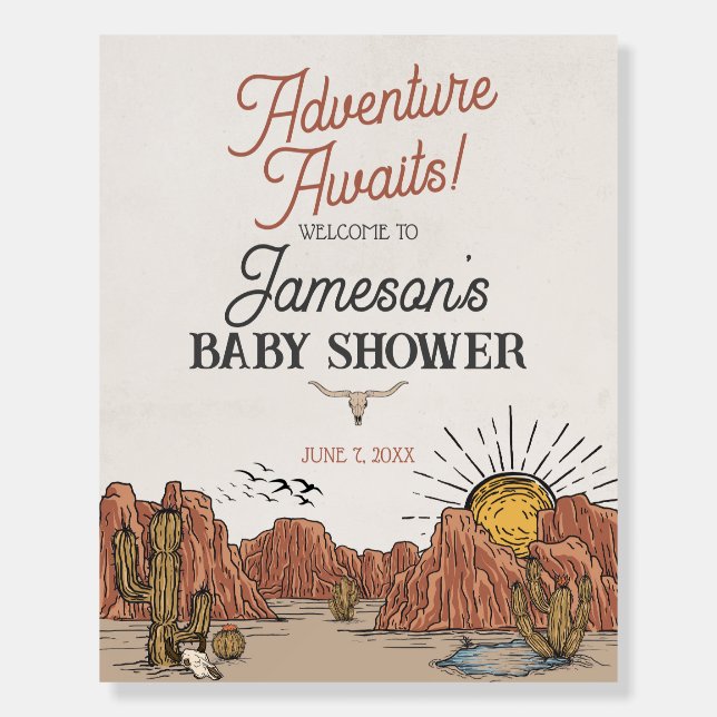 Wild West Rodeo baby shower welcome sign (Front)