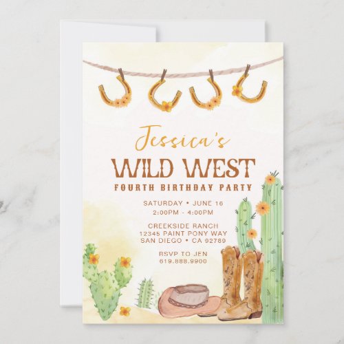 Wild West Rodeo Birthday Invitation â Cowgirl