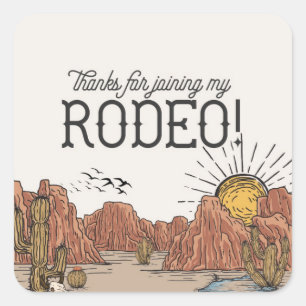 Wild West Rodeo Birthday Party Circle Favor Square Sticker