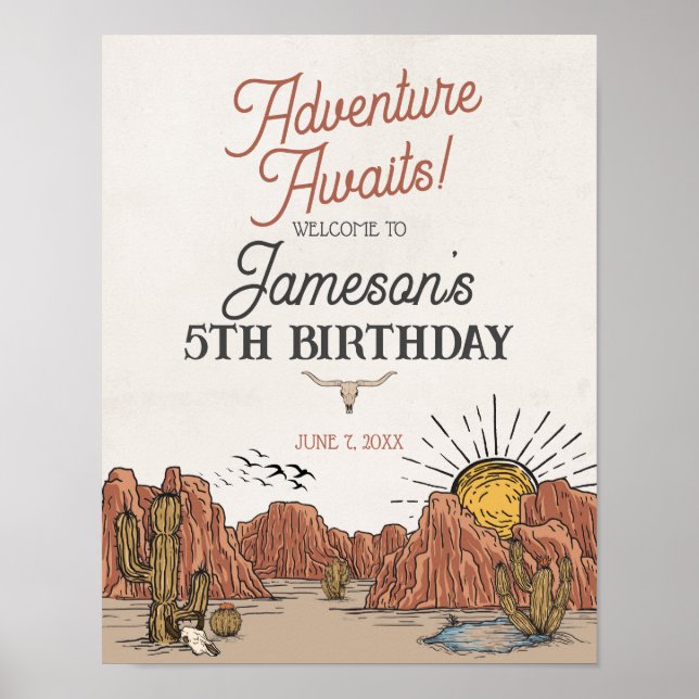 Wild West Rodeo birthday party welcome sign (Front)