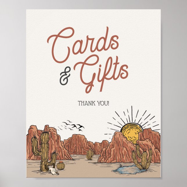 Wild West Rodeo cards and gifts party sign (Front)