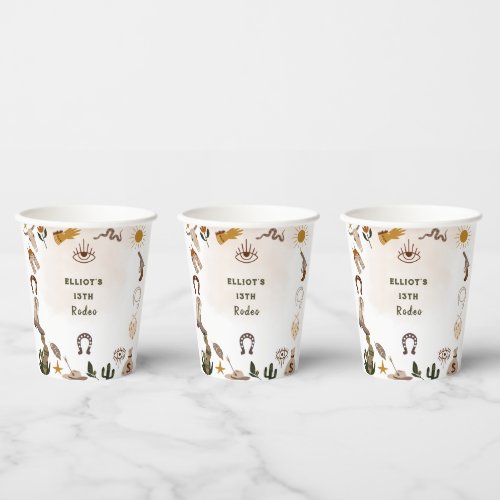 Wild west rodeo cowboy birthday paper cups