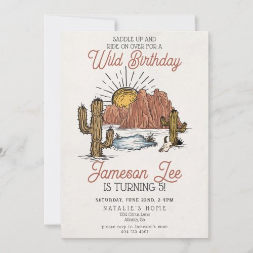 Wild West Rodeo cowboy birthday party invite