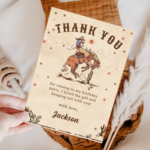 Wild West Rodeo Cowboy Birthday Thank You Card
