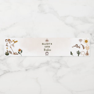 Wild west rodeo cowboy birthday water bottle label