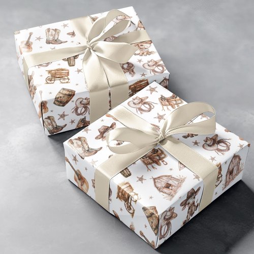 Wild West Rodeo Cowboy Wrapping Paper Sheets