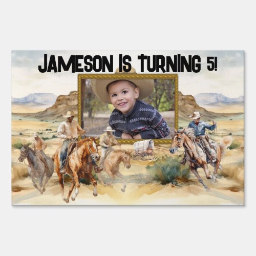 Wild west rodeo cowboys boys birthday party sign